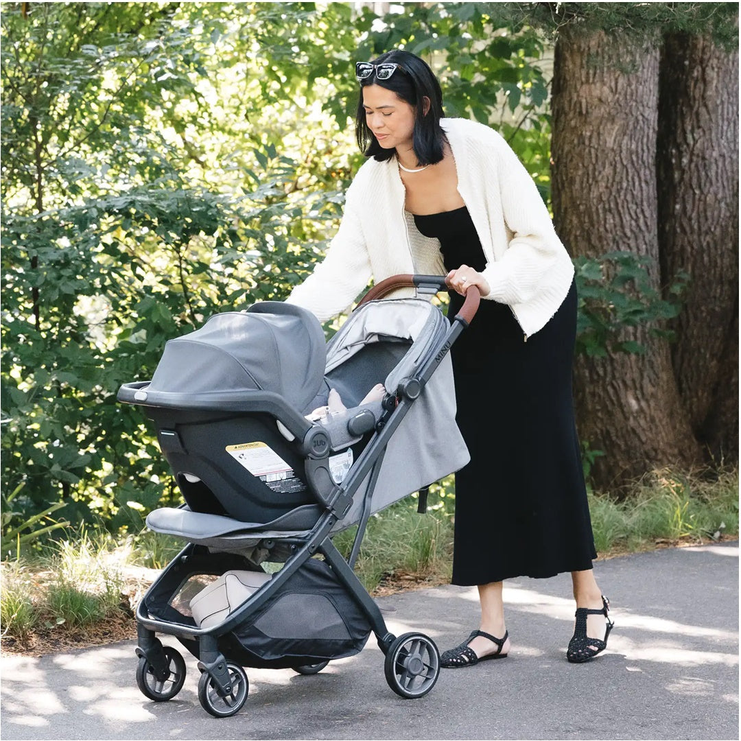 UPPAbaby Minu V3 Compact Stroller - Greyson (Charcoal Melange / Carbon Frame / Saddle Leather)