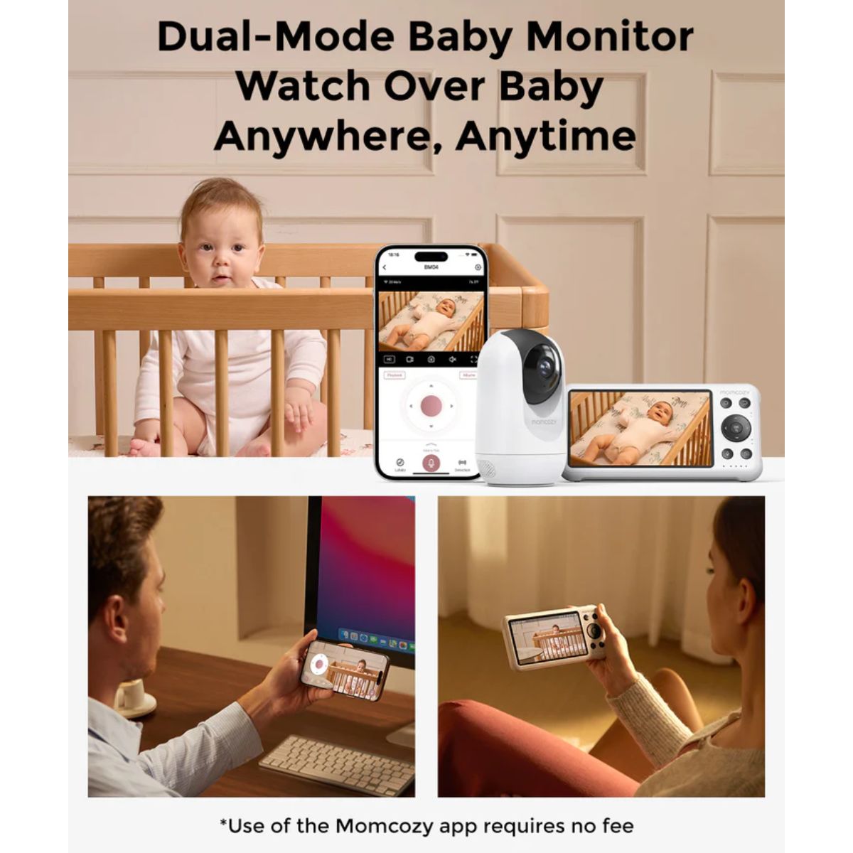 Momcozy 5-Inch Dual-mode Smart Baby Monitor with 1 Camera - BM04