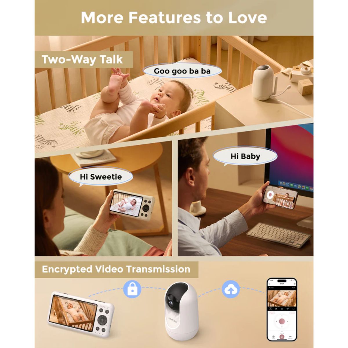 Momcozy 5-Inch Dual-mode Smart Baby Monitor with 1 Camera - BM04