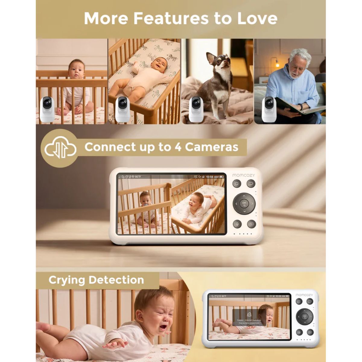 Momcozy 5-Inch Dual-mode Smart Baby Monitor with 1 Camera - BM04
