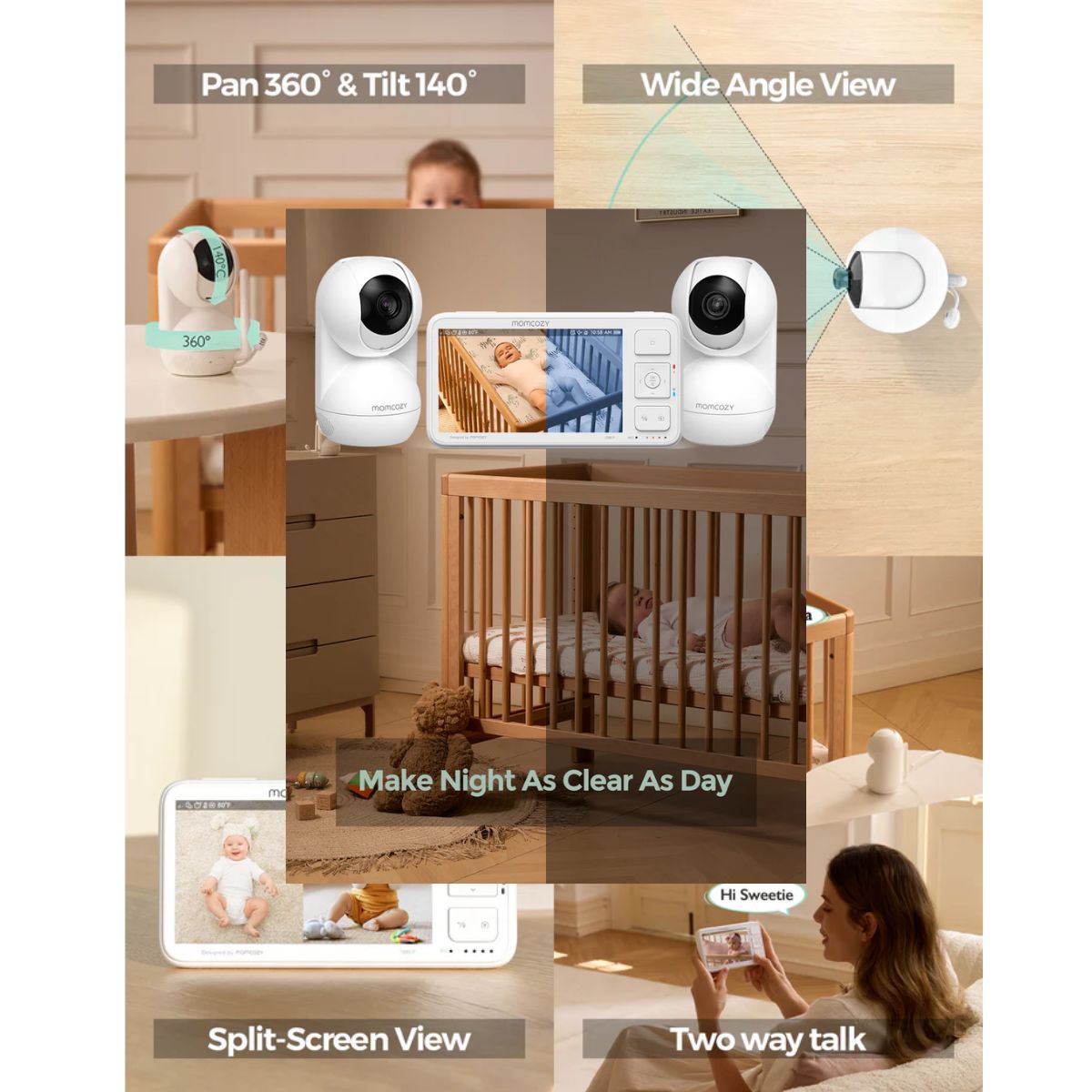 Momcozy 5.5-inch Full HD Video Baby Monitor With 1 Camera - BM03