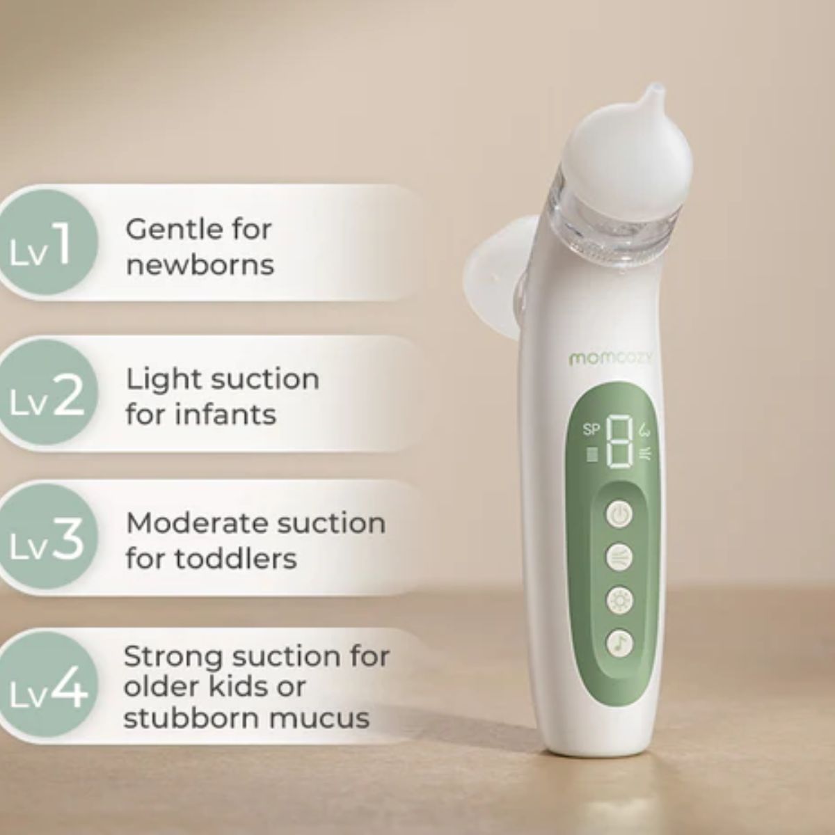 Momcozy BreezyClear 2-in-1 Electric Nasal Aspirator on Luna Baby Store Miami