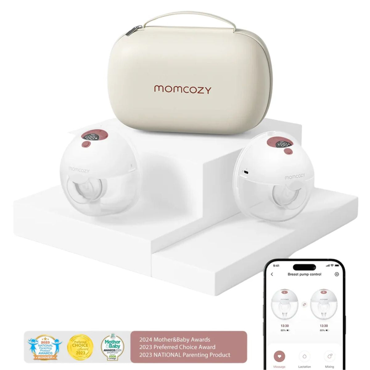 Momcozy M5 Smart Double Wearable Electric Breast Pump Cozy Red