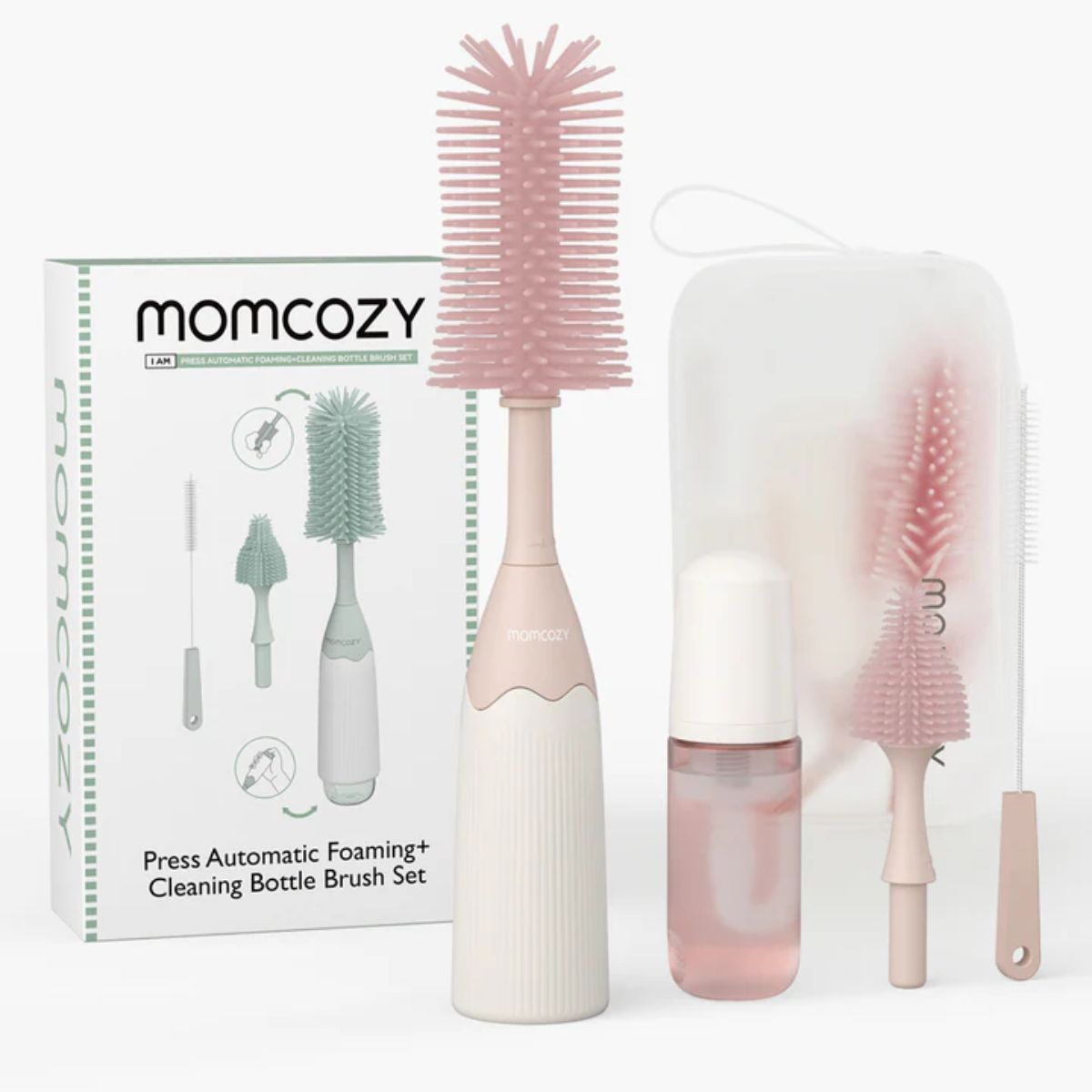 Momcozy Press Bubble Style Bottle Brush Set - Pink