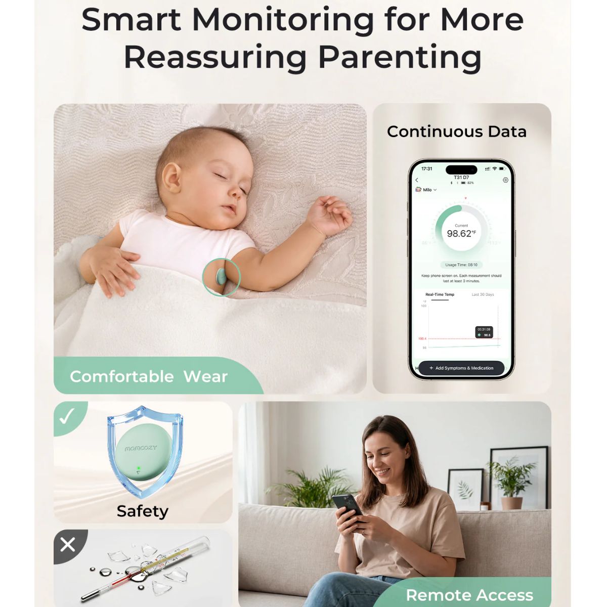 Momcozy Smart Digital Baby Thermometer with App