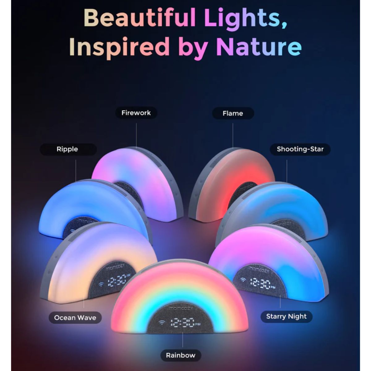 Momcozy Sound Machine with Dynamic Lights and App Control - Rainbow Light