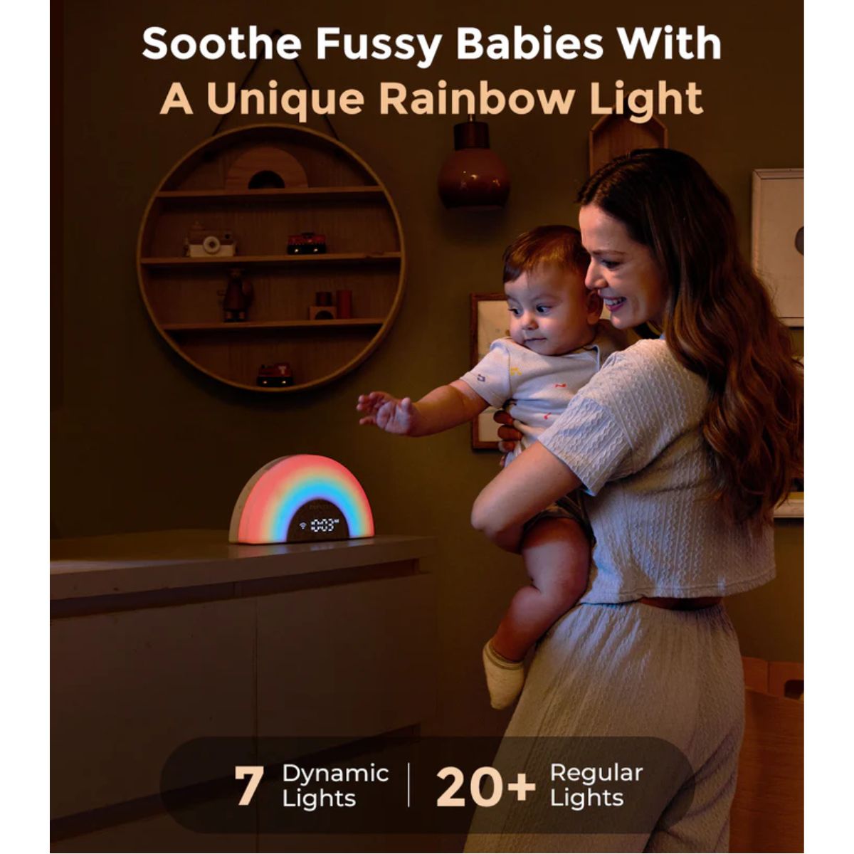 Momcozy Sound Machine with Dynamic Lights and App Control - Rainbow Light