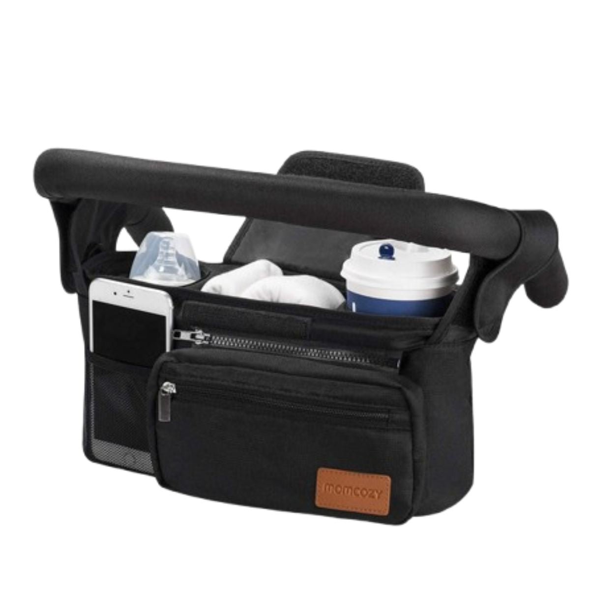Momcozy Stroller Organizer All-in-One Cup Holder & Pet Strollers - Black - Easy to Install and Clean