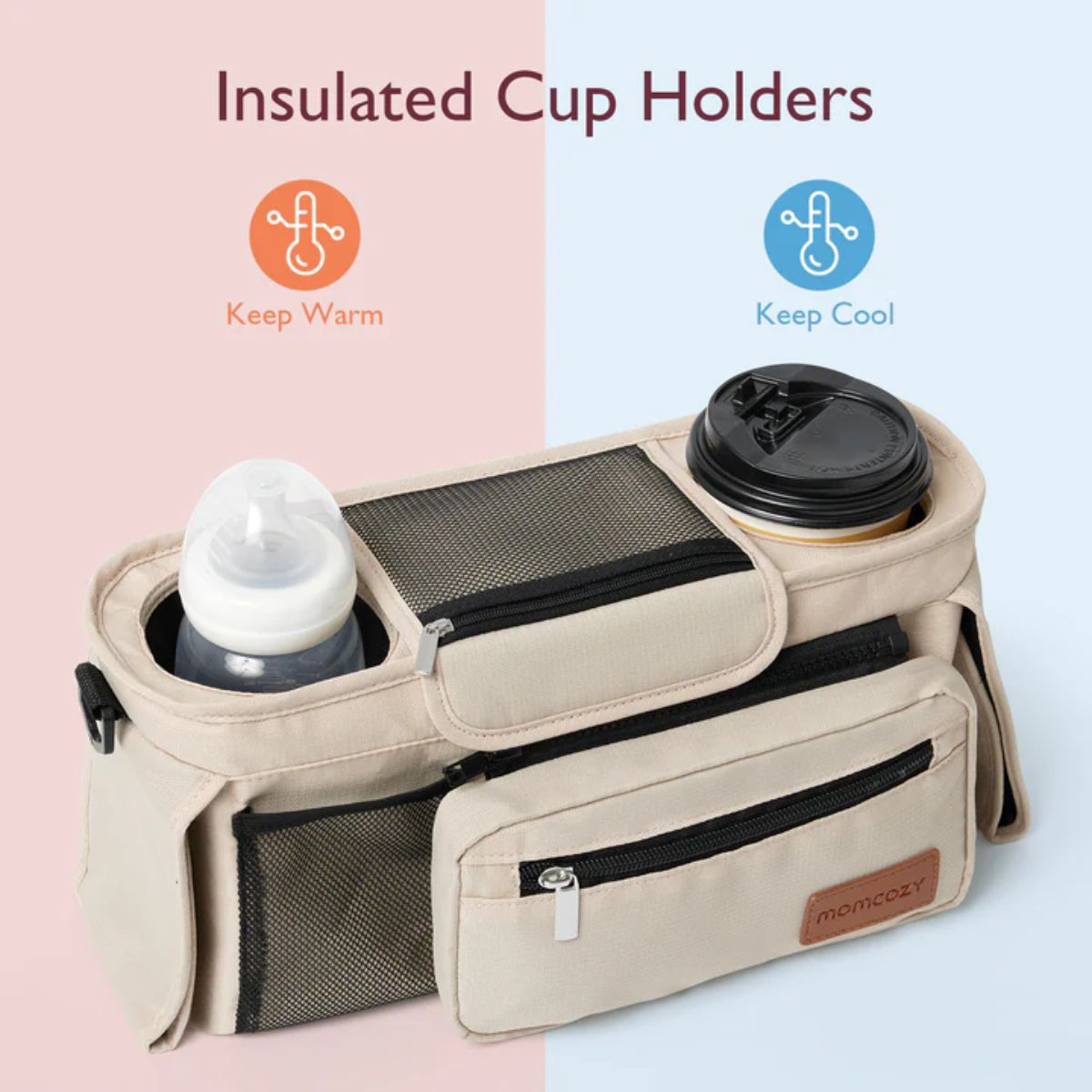 Momcozy Stroller Organizer All-in-One Cup Holder & Pet Strollers -  Khaki
