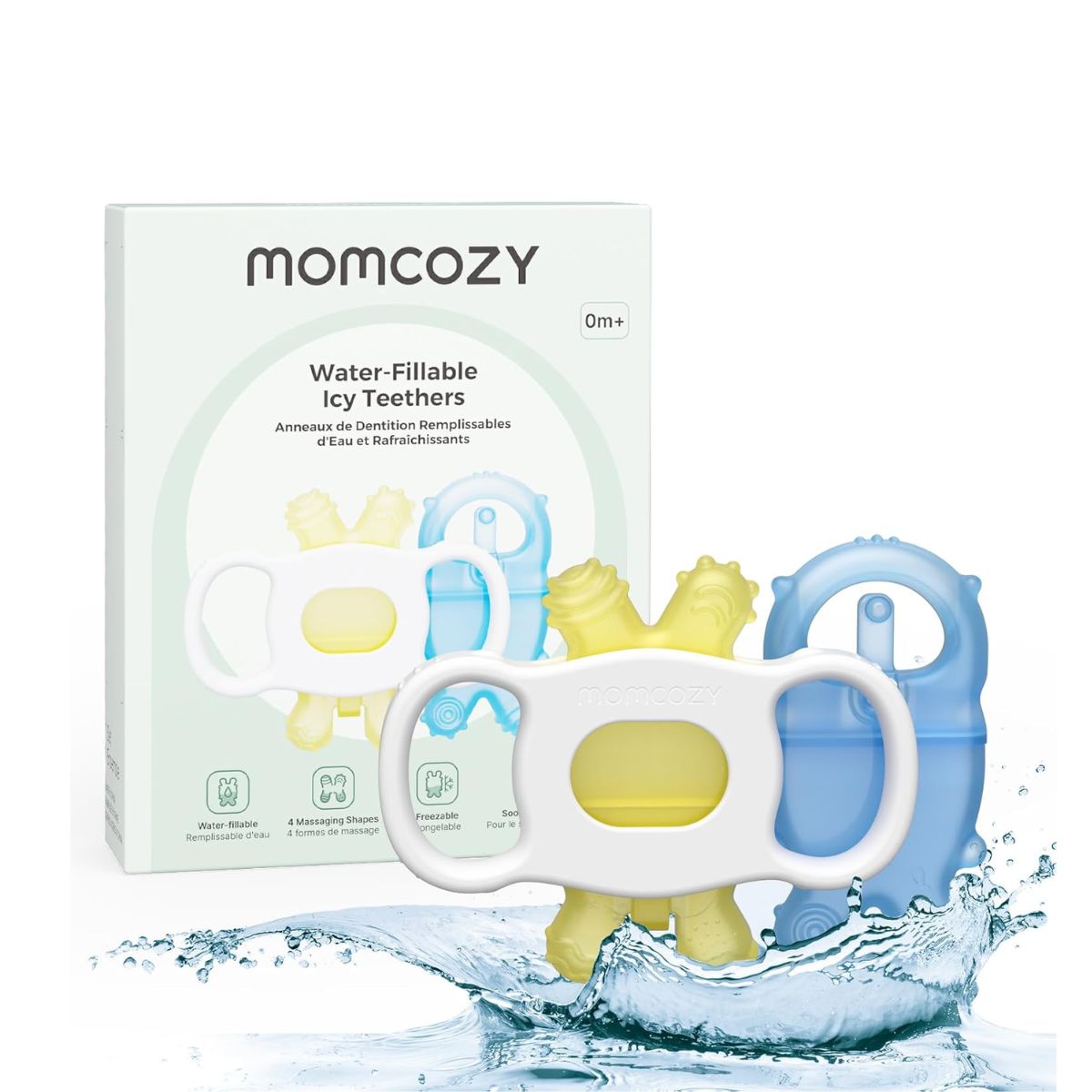 Momcozy Water Fillable Teether Blue and Yellow 0-12M - 2 Pcs