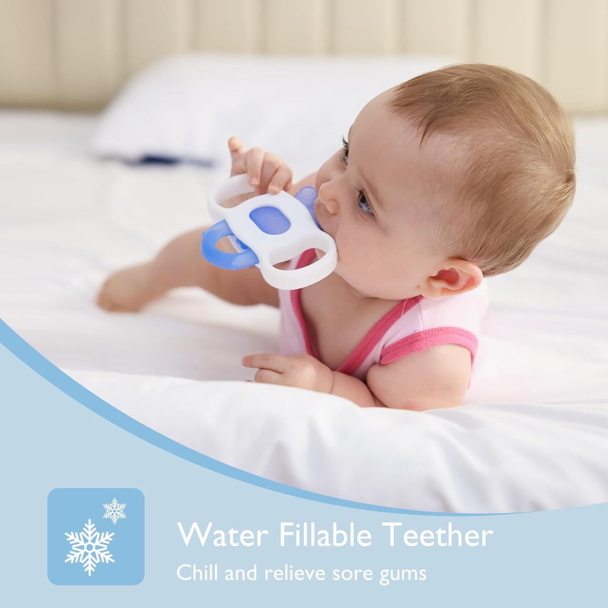 Momcozy Water Fillable Teether Blue and Yellow 0-12M - 2 Pcs