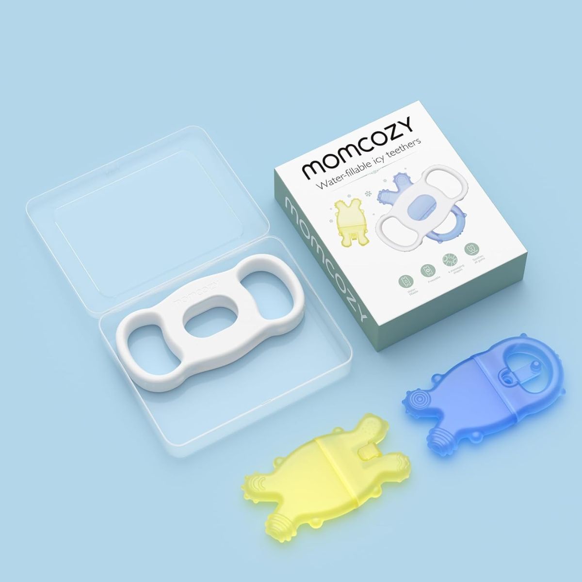Momcozy Water Fillable Teether Blue and Yellow 0-12M - 2 Pcs