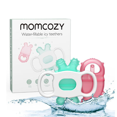 Momcozy Water Fillable Teether Pink and Green 0-12M - 2 Pcs