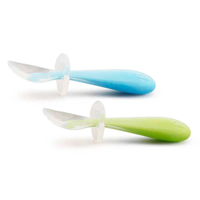 Munchkin Gentle Scoop Silicone Training Spoons 2pk Blue/Green