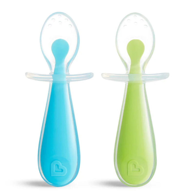 Munchkin Gentle Scoop Silicone Training Spoons 2pk Blue/Green