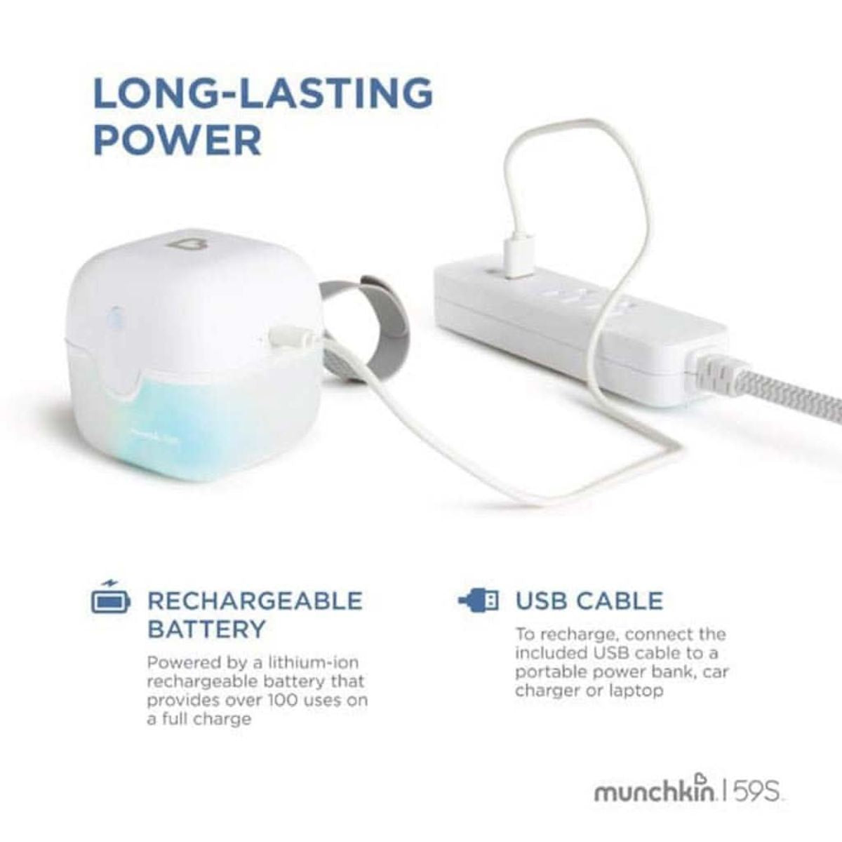 Munchkin Mini Sterilizer Plus Rechargeable Battery Portable UV on Luna Baby Store Miami