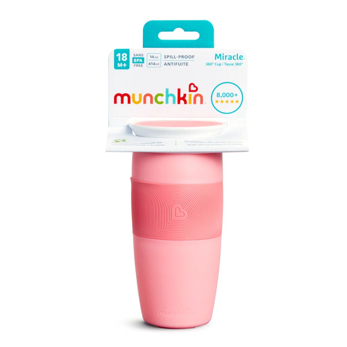 Munchkin Miracle 360 Sippy Cup 14 oz - Light Pink