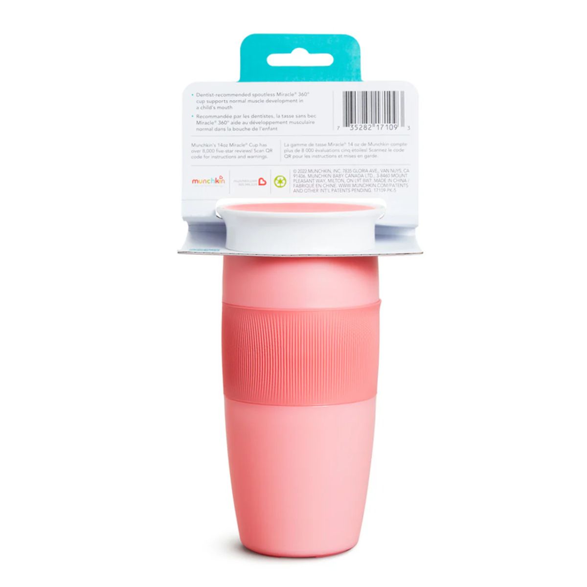 Munchkin Miracle 360 Sippy Cup 14 oz - Light Pink