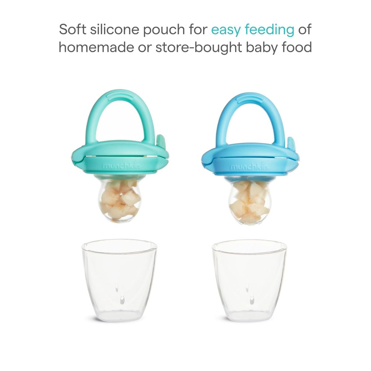Munchkin Silicone Baby Food Feeder for Solids & Purees 2 pack - Blue/Mint