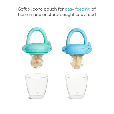 Munchkin Silicone Baby Food Feeder for Solids & Purees 2 pack - Blue/Mint