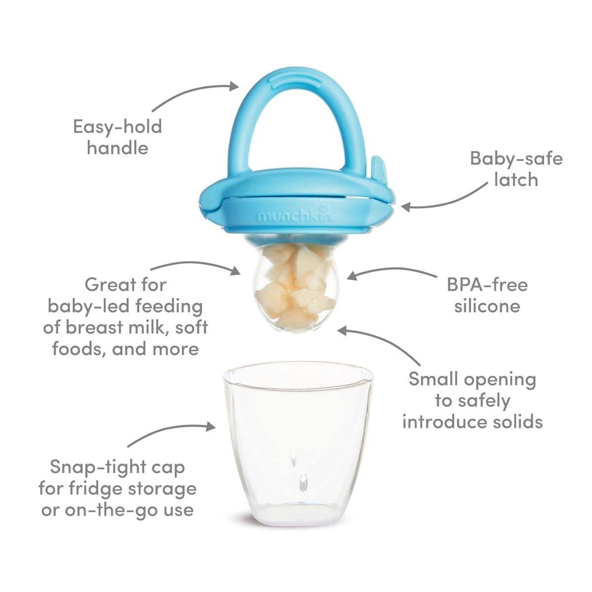 Munchkin Silicone Baby Food Feeder for Solids & Purees 2 pack - Blue/Mint