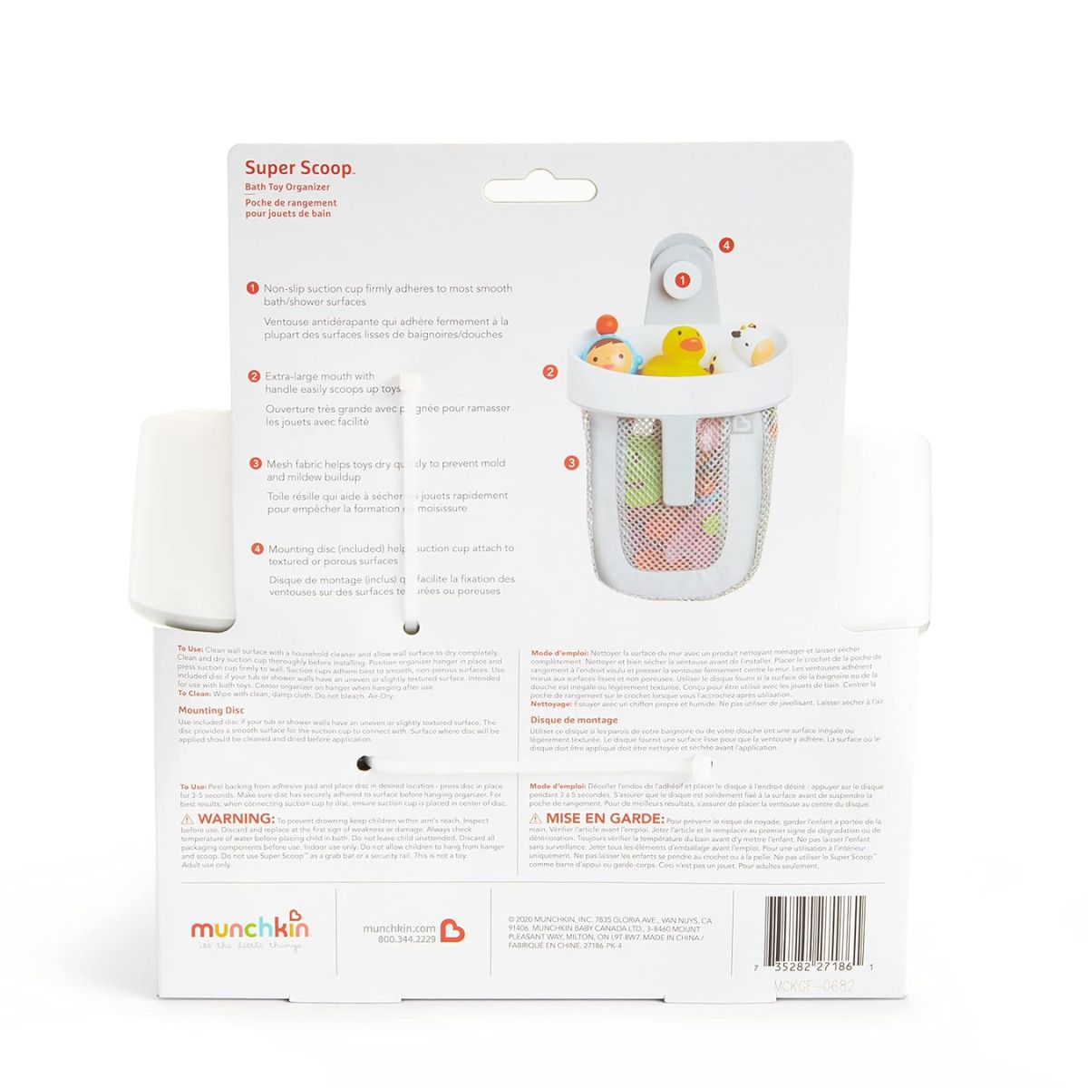 Munchkin Super Scoop Bath Toy Organizer And Storage - Gray on Luna Baby Store Miami