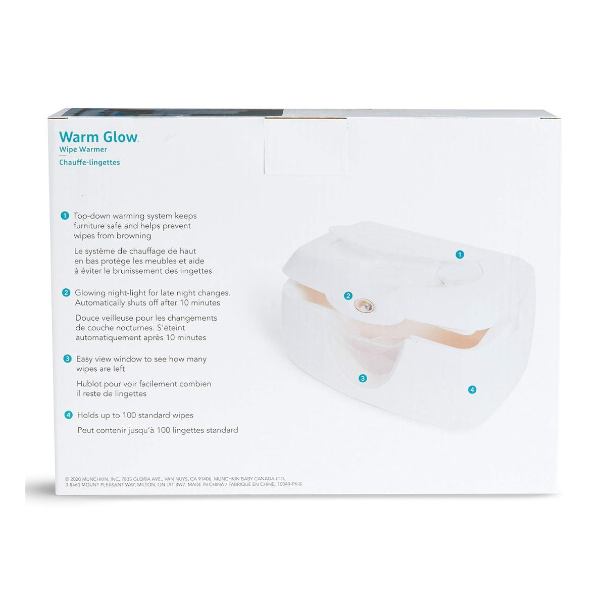 Munchkin Warm Glow Wipe Warmer - White on Luna Baby Store Miami