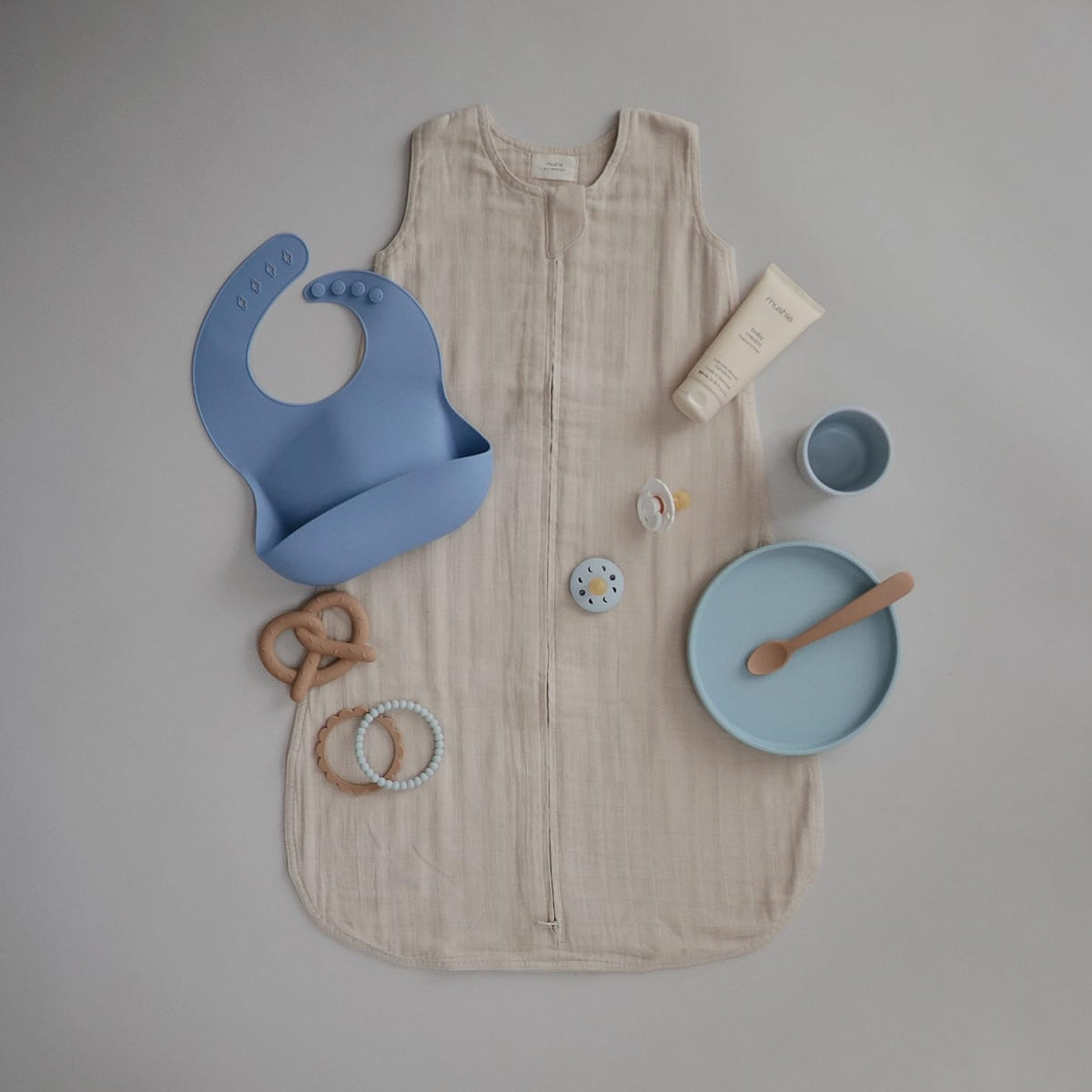 Mushie - Classic Silicone Suction Plate BPA-Free Non-Slip Design Powder Blue