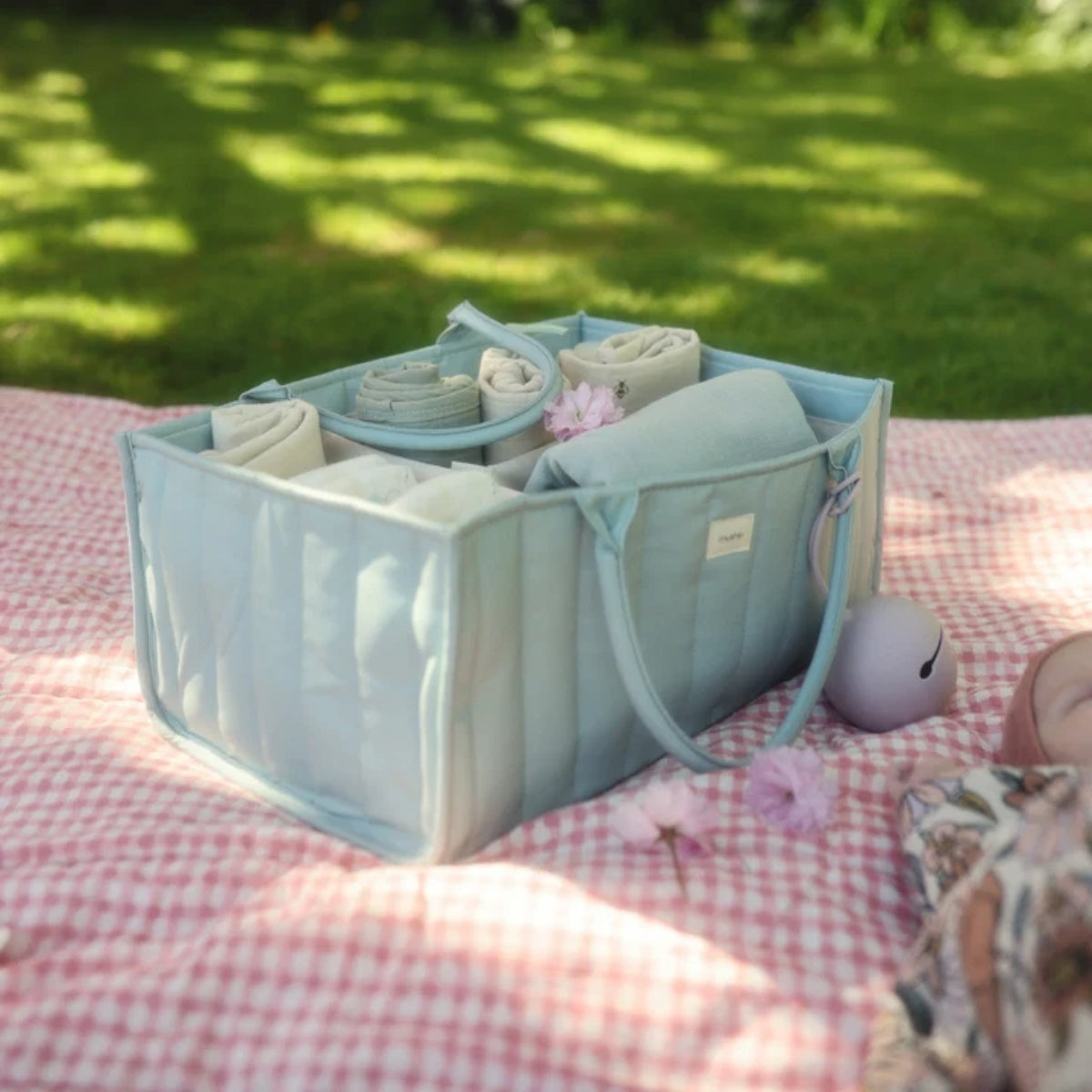 Mushie Diaper Caddy - Roman Green on Luna Baby Store Miami