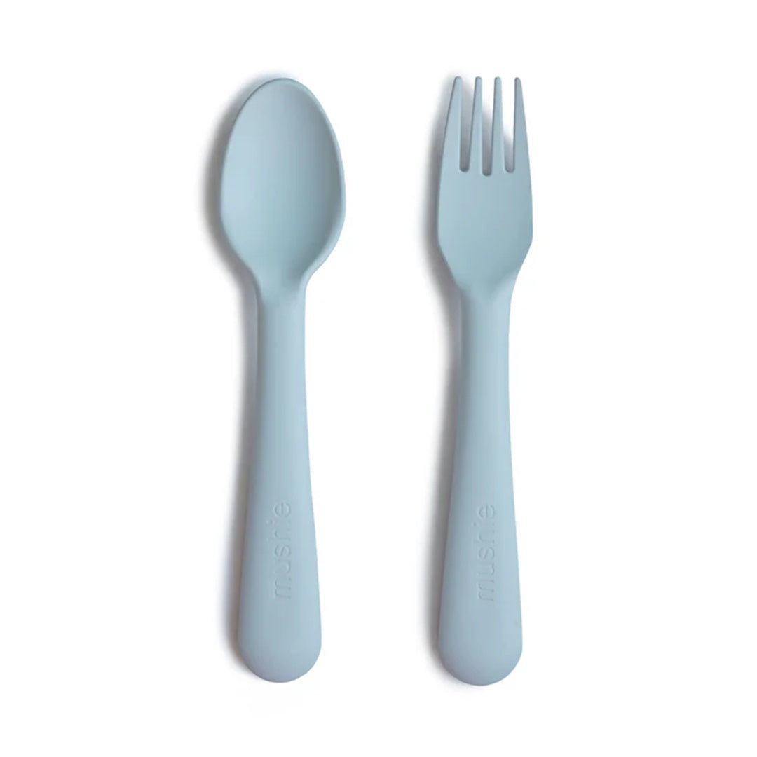 Mushie Fork and Spoon Set - Powder Blue on Luna Baby Store Miami