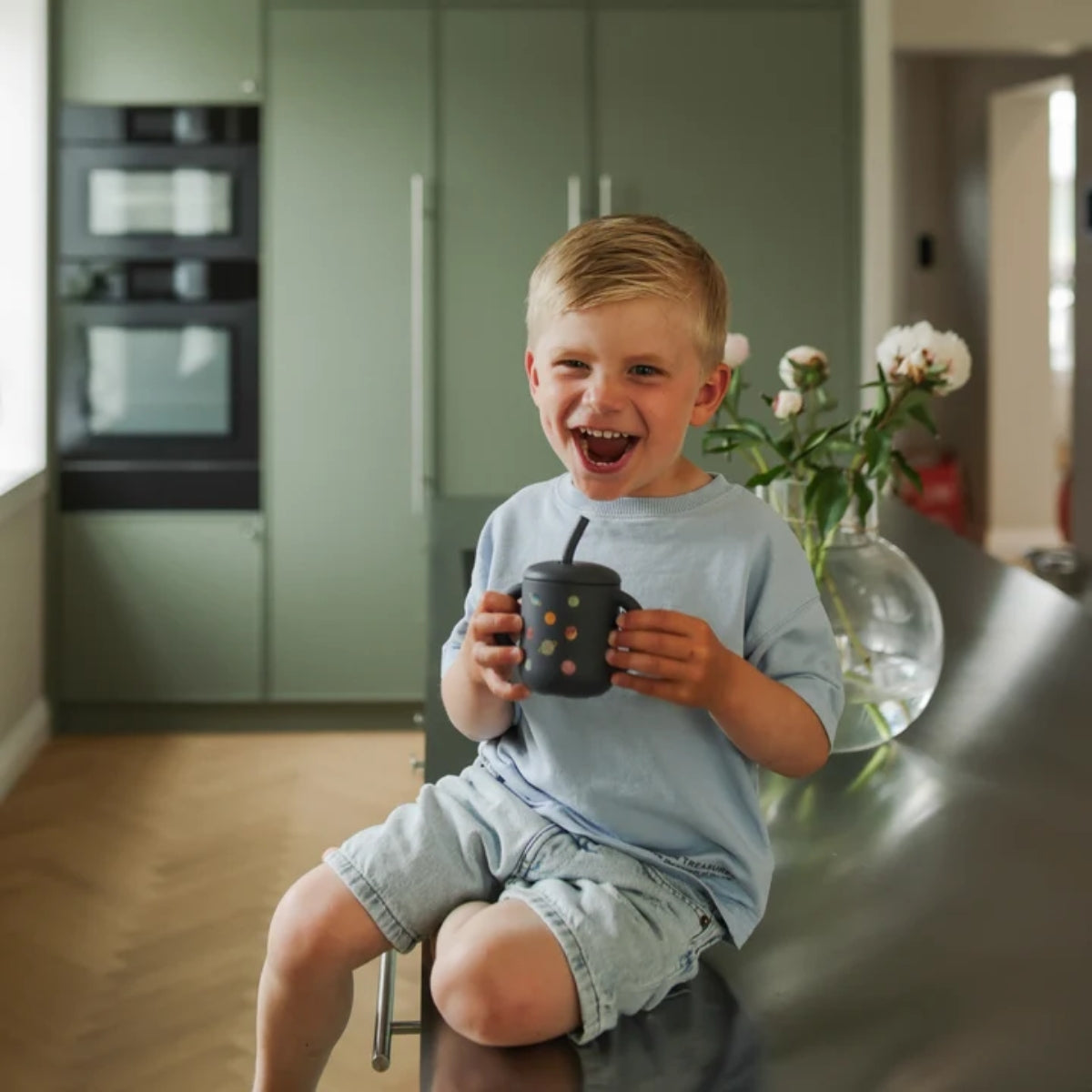 Mushie Silicone Training Cup + Straw - Planets on Luna Baby Store Miami