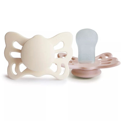 Mushie FRIGG Butterfly Anatomical Silicone Pacifier 2-Pack 6-18M Cream/Blush