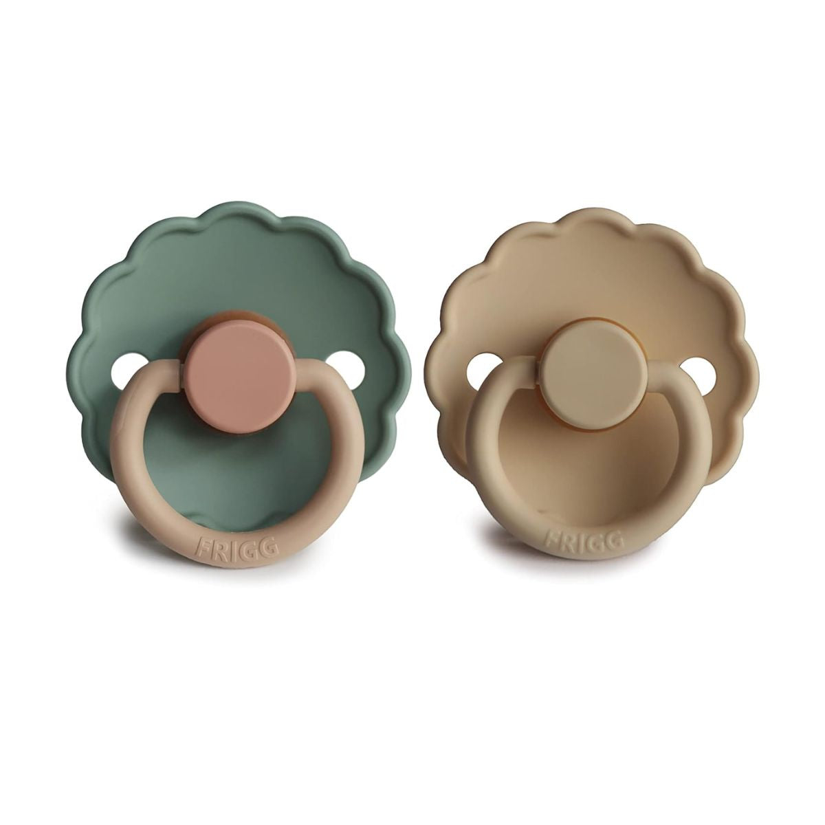 Mushie FRIGG Daisy Natural Rubber Pacifier 2 Pack - Willow/Croissant - 0-6M on Luna Baby Store Miami