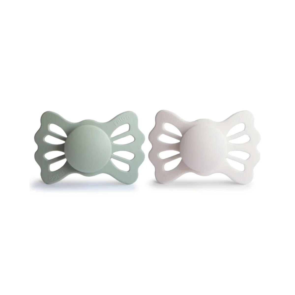 Mushie FRIGG Lucky Symmetrical Pacifier set (6-18M) - Sage/Silver Gray