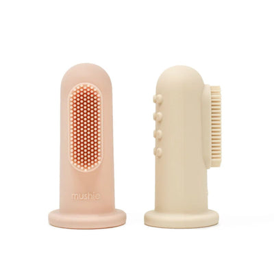 Mushie Finger Toothbrush - Shifting Sand/Blush