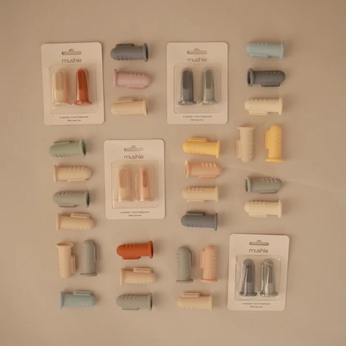Mushie Finger Toothbrush - Shifting Sand/Blush