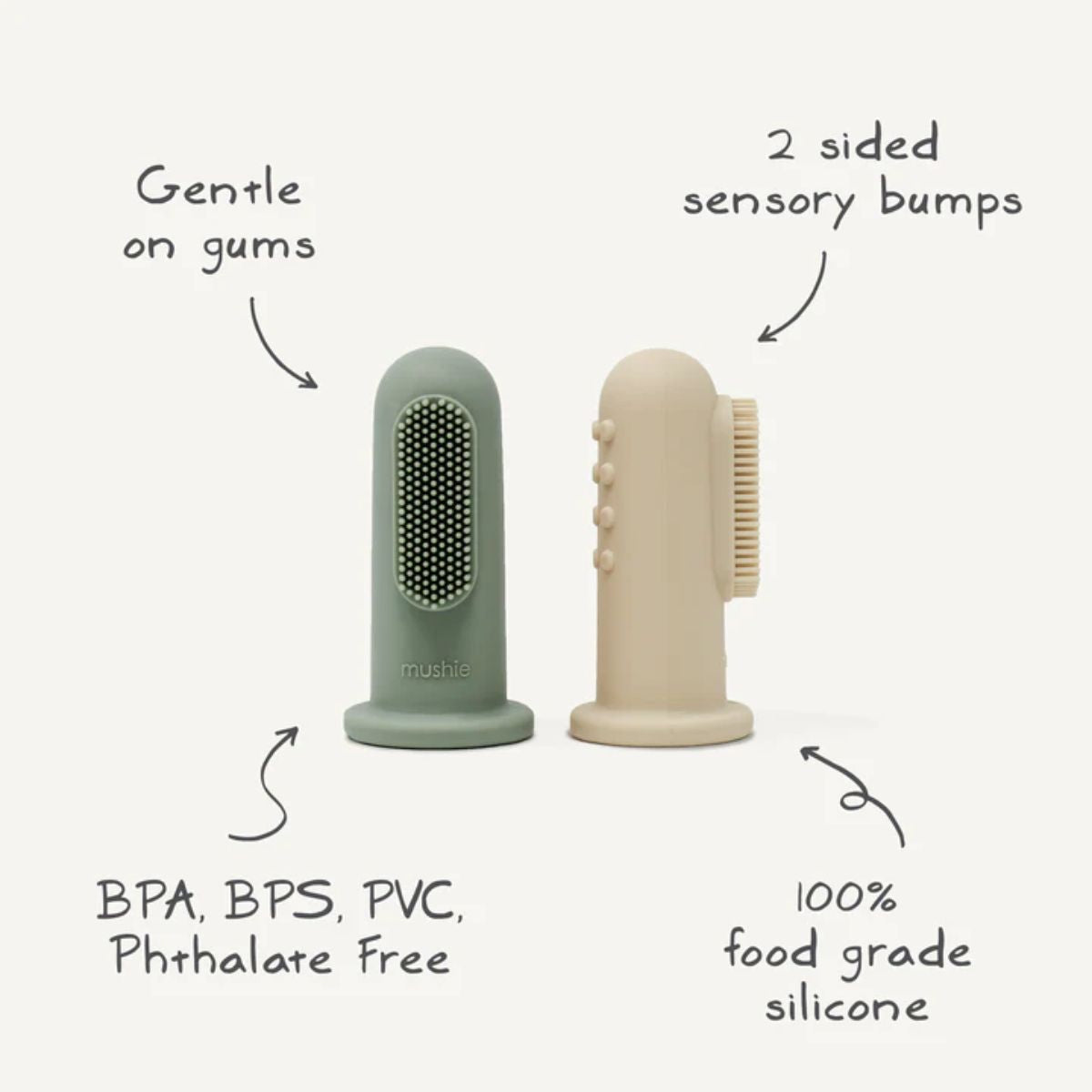 Mushie Finger Toothbrush - Tradewinds/Stone