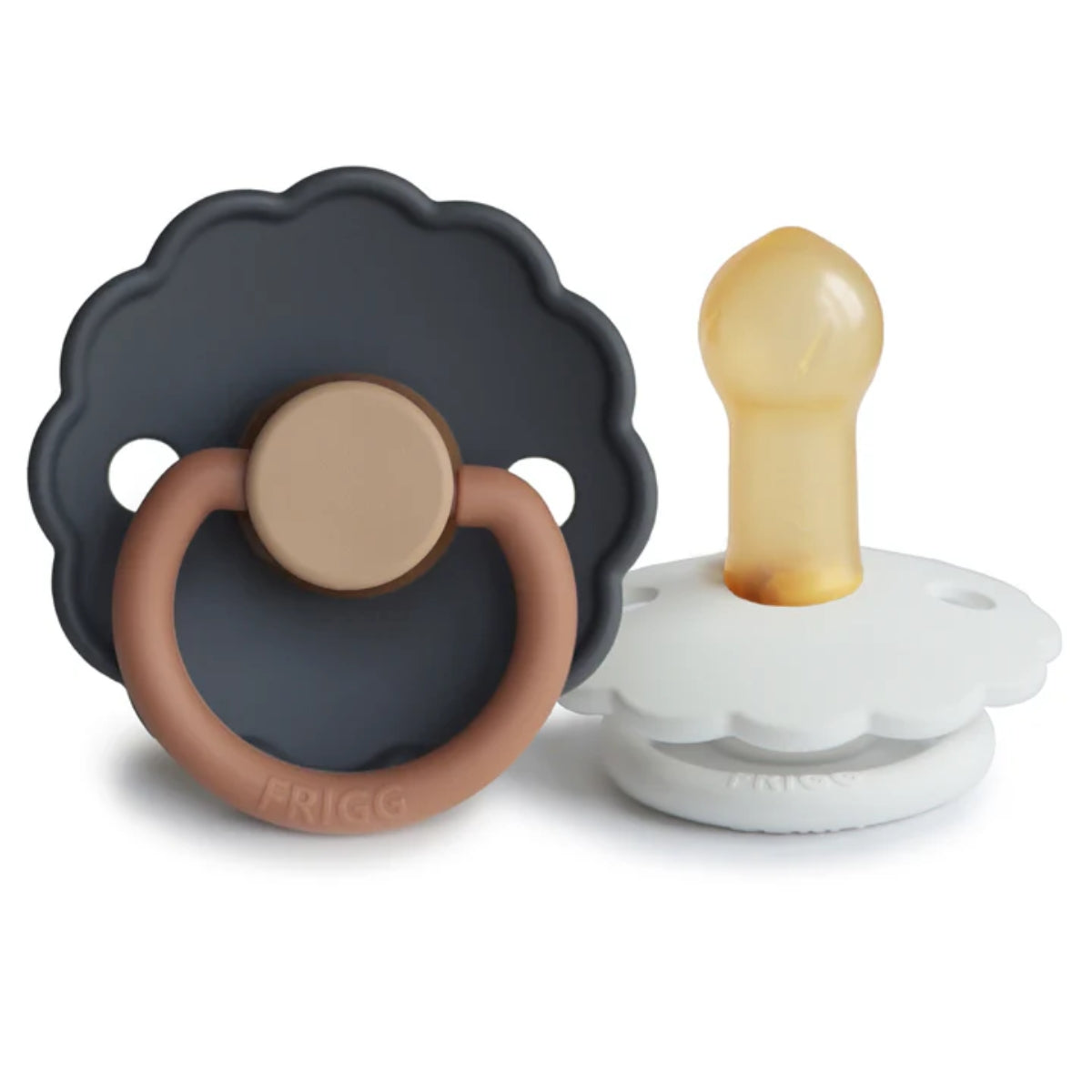 Mushie Frigg Daisy Natural Rubber Pacifier 2 pack - Aurora/Bright White - 0-6M