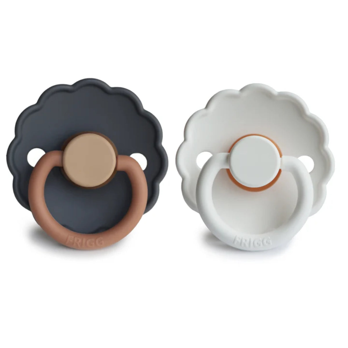 Mushie Frigg Daisy Natural Rubber Pacifier 2 pack - Aurora/Bright White - 0-6M
