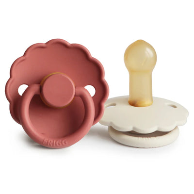 Mushie Frigg Daisy Natural Rubber Pacifier 2 pack - Baked Clay/Cream