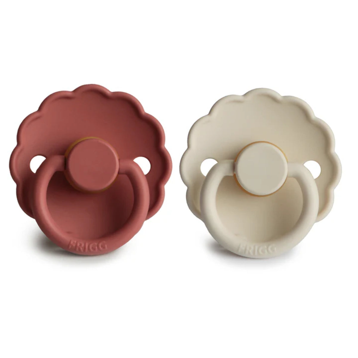 Mushie Frigg Daisy Natural Rubber Pacifier 2 pack - Baked Clay/Cream