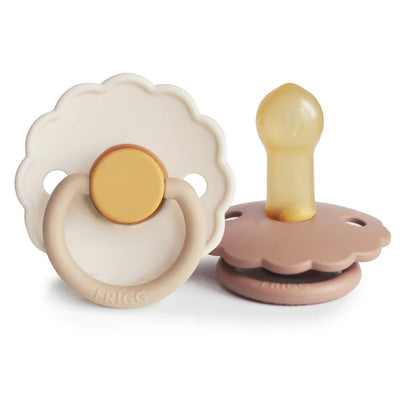 Mushie Frigg Daisy Natural Rubber Pacifier 2 pack - Chamomile/Peach Bronze