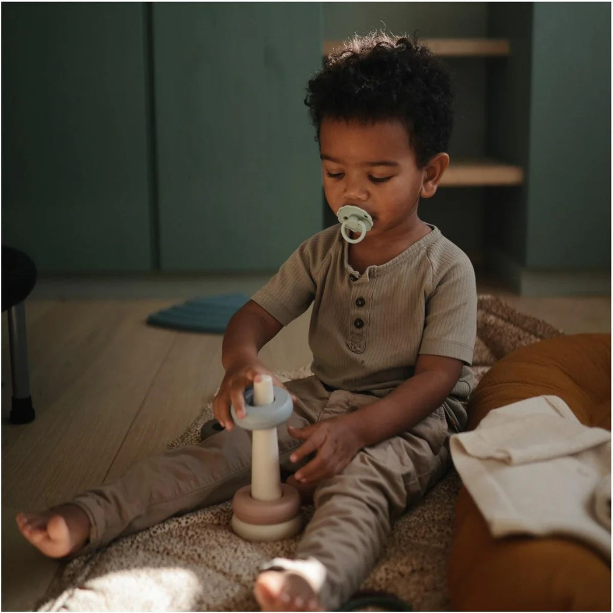 Mushie Frigg Daisy Natural Rubber Pacifier 2 pack - Seafoam/Cream