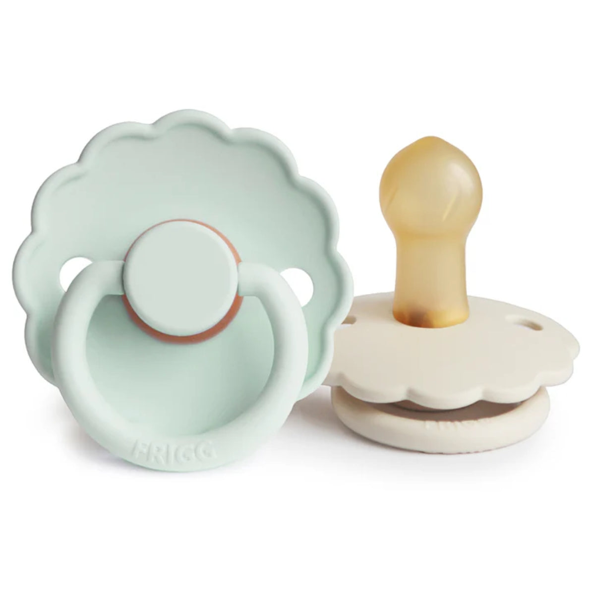 Mushie Frigg Daisy Natural Rubber Pacifier 2 pack - Seafoam/Cream