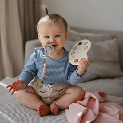 Mushie Frigg Daisy Natural Rubber Pacifier 2 pack - Seafoam/Cream