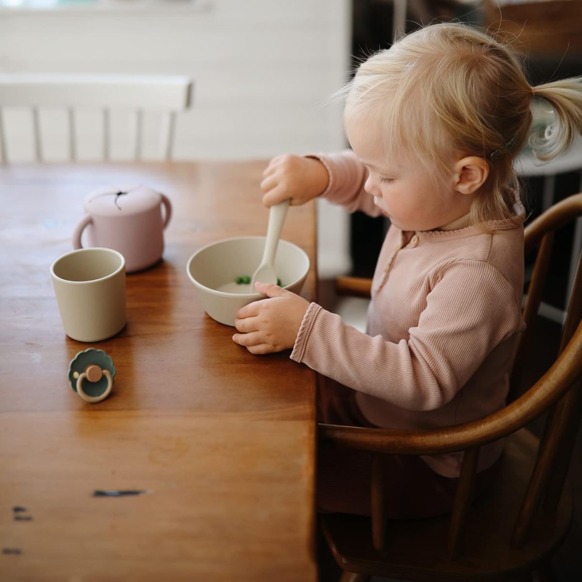 Mushie Round Dinnerware Bowl Set of 2 - Vanilla on Luna Baby Store Miami