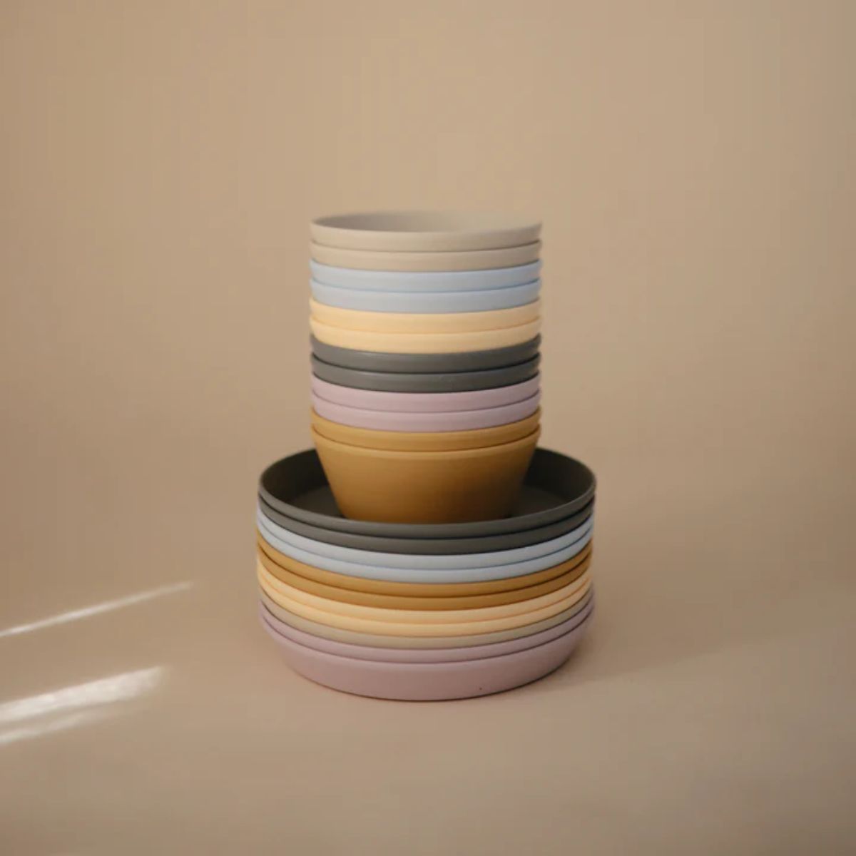 Mushie Round Dinnerware Bowl Set of 2 - Vanilla on Luna Baby Store Miami