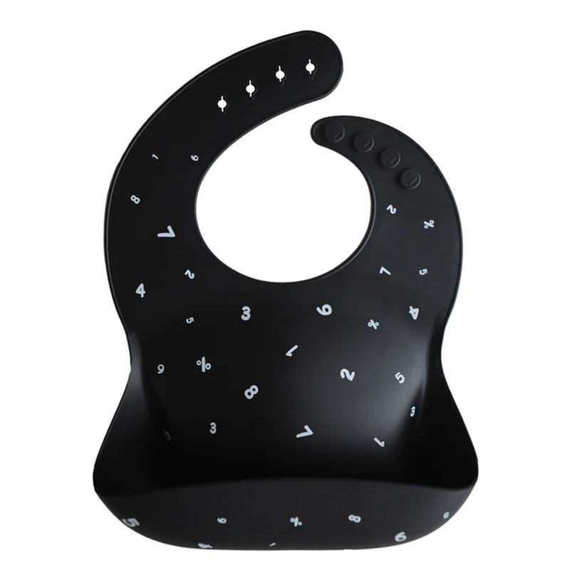 Mushie Silicone Baby Bib - Numbers Black