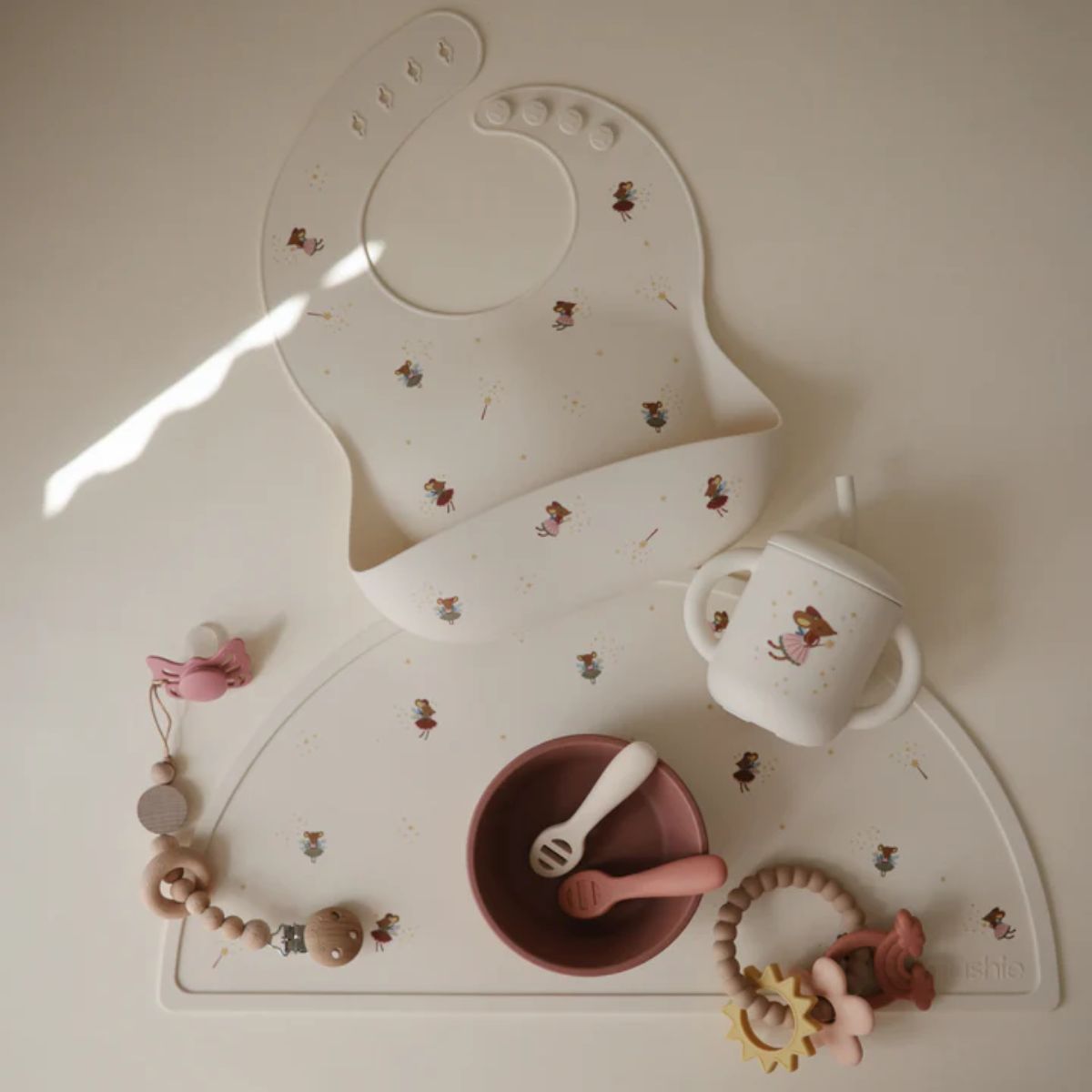 Mushie Silicone Baby Bib - Fairy Mice