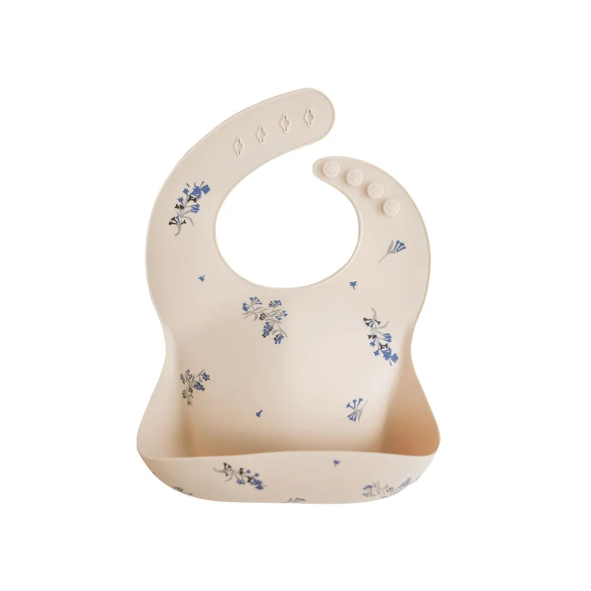 Mushie Silicone Baby Bib - Lilac Flowers on Luna Baby Store Miami
